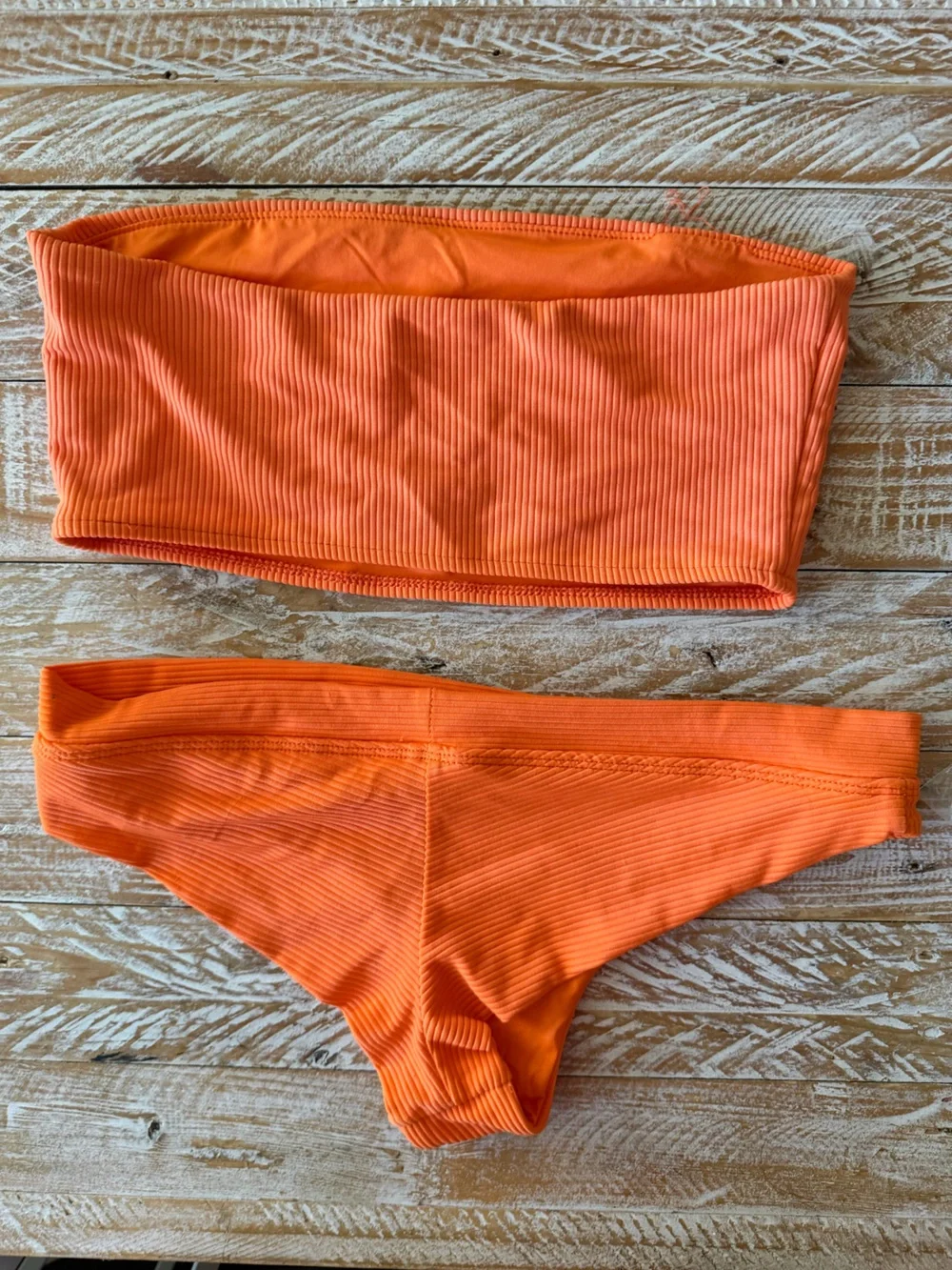 🧡Frankie’s Bikinis Orange Ribbed Bikini Set Two Piece🧡 ~medium